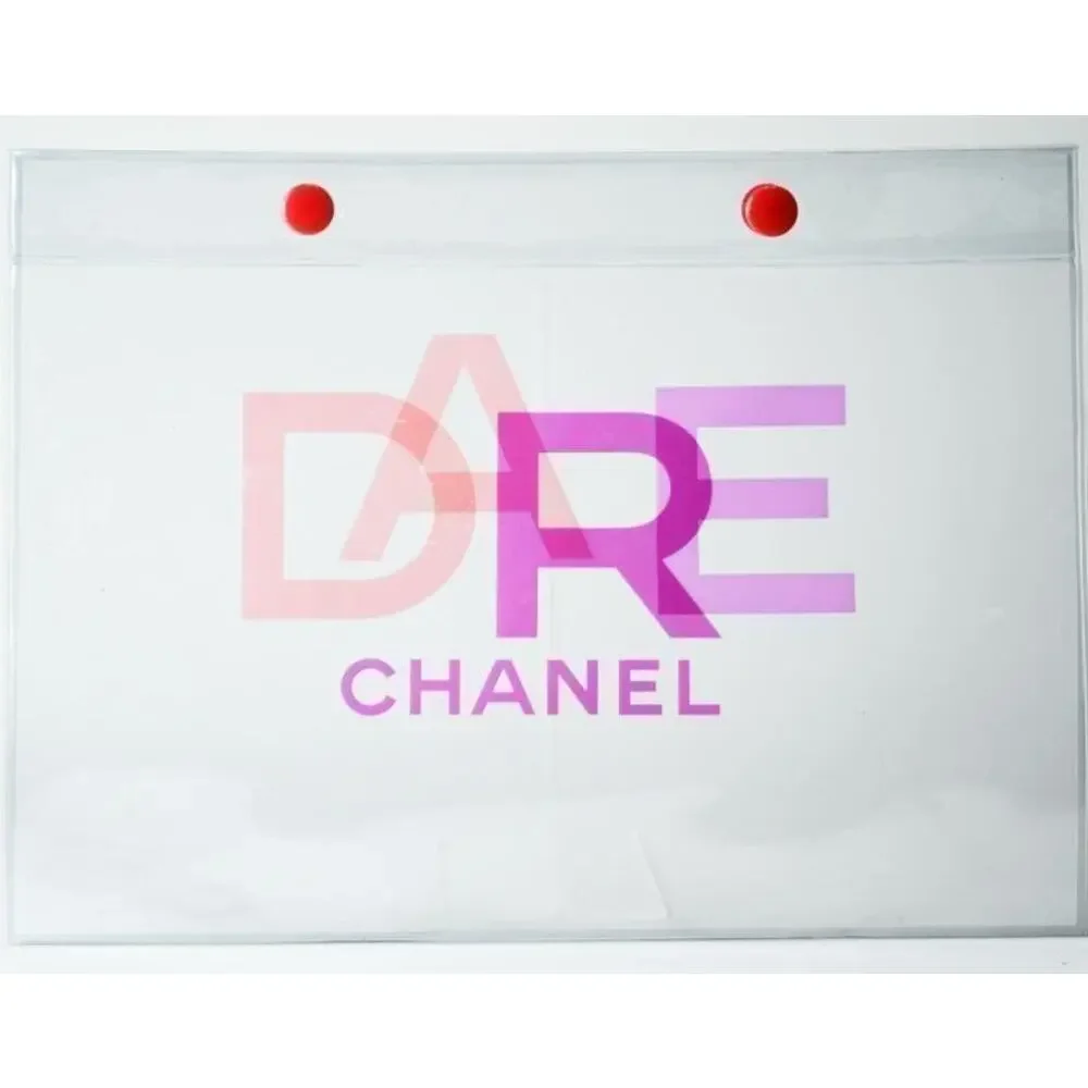 CHANEL DRE Clear PVC Pouch Novelty Cosmetic Bag Pink Logo New